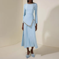 Rhinestone-Embellished Long-Sleeve Waist-Cinching High-Waist Skirt Set