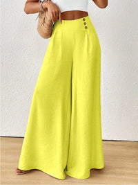 Stylish And Elegant Mid-rise Wide-leg Pants With A Flared Hem