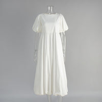 Loose Casual Round-neck Dress With Puff Sleeves