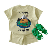 Children's Candy Color Cotton Casual T-shirt Short Suit