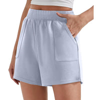 Cream Loose Waist Solid Color Sports Shorts