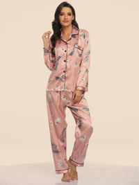 Women's Print Pajama Set Long Sleeve Tops And Pants Loungewear Sleepwear