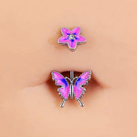 Dripping Butterfly Belly Ring Navel Stud Piercing Jewelry