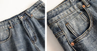 Five-point Denim Shorts Men's Loose Hole Slim Fit
