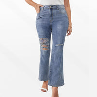 Plus-size Fashionable Casual Ripped Denim Jeans For Women