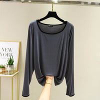 Modal Square Collar Long Sleeve Thin Shirt