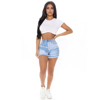 Stylish Minimalist Slim Fit Womens Denim Shorts