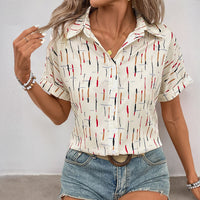 Women's Printed Contrasting-Color Cardigan Top