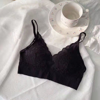 French Style Nude Feel Lace Triangle Cup Underwear Women's Bra