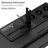 Pen Slot Phone Case Matte Solid Color Protective Hard Shell