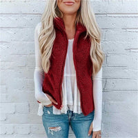 Women's Pocket Zipper Top Plush Vest