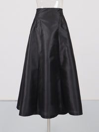 Irregularly Shaped Button-decorated Pleated Midi Skirt