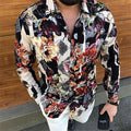New Men's Lapel Casual Youth Printed Top