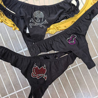 Rhinestone T-back Hot Drilling Ice Silk Satin Underwear