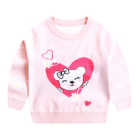 Love Cat Round Neck Cotton Double Layer Warm Sweater