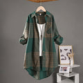 New Cotton-linen Top Retro Springfall Plaid Shirt