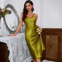 Solid Color Nightgown Lingerie Loungewear Slip Dress