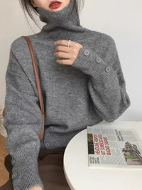 Design High Waist Button Retro Lazy Style Wear Sweater