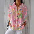 Women's Creative Fashion 3D Printing Lapel Casual Shirt