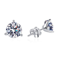 Minority Simple Classic Three-claw Moissanite Stud Earrings