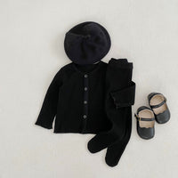 Spring Clothing Infant Boys And Girls Baby Thread Cardigan Coat Big Bottom Pantyhose 2-piece Suit