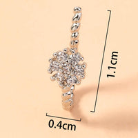 Miniature Zircon Rhinestone studs simple creative round flower nose ring accessories female