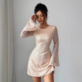 Fashionable Slim-fit Backless Lace-up Sequin Long-sleeve Dress