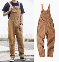 Fashion Men's Straight Cargo Suspender Jumpsuit