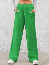 Sloppy-chic Ice-silk Draped Wide-leg Trousers