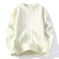 European And American Multicolor Cable-knit Sweater