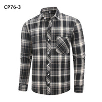 Men's Casual Plus-Size Long-Sleeve Plaid Shirt