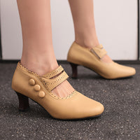 Fashionable High-Heel Retro Mary Jane Double-Breasted Pumps For Women