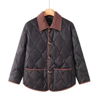Womens Mid Length Cotton Coat With A Fur Collar