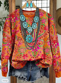 European And American Printing Long Sleeve Casual Top Autumn Winter Sweater