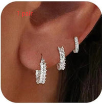 Real Gold Brass Plating Inlaid Zircon Full Diamond Circle Elegant Lady Advanced Earring Set