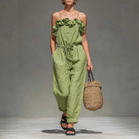 Women's Off-Shoulder Ruffled Wide-Leg Jumpsuit