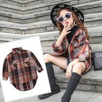 Girls' Plaid Shirt Mid-length Fashion Dovetail