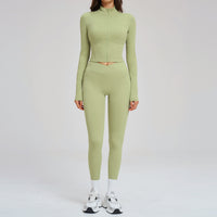 Nude-Feel Yoga Set Zipper Tight-Fit