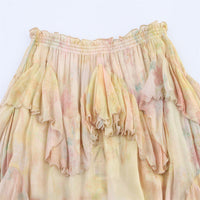 Womens Printed Layered-Design Long Skirt