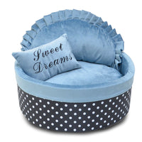 Round Princess Cat Bed With Sweet Dreams Pillow