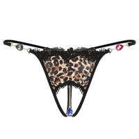 Embroidered Women's  Briefs Hollowed Out Leopard Color Pattern
