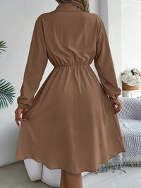 Women  Casual Button Tie Waist Long Sleeve Shirt Dress