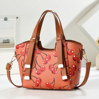 Bag Women's Classic All-match Vegetable Basket Cherry Print Hand Carrying