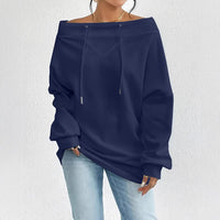 Women's Loose Casual Drawstring Off-the-shoulder Off-shoulder Top