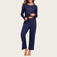2-Piece Casual Christmas Pajama Set With Pockets