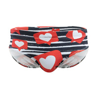 Men's Black And White Striped Love Ins Swimming Briefs