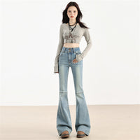Women's Retro Double-button Skinny Jeans