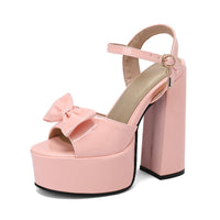 Womens Chunky-heel Ultra-high-heeled Peep-toe Sandals