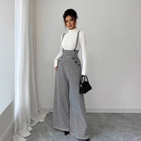 Fashionable Commuter Solid-Color Slim-Fit Sleeveless Suspender Jumpsuit