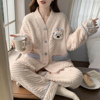 Winter Thickened Plus Size Keep Warm Coral Velvet Pajamas Women